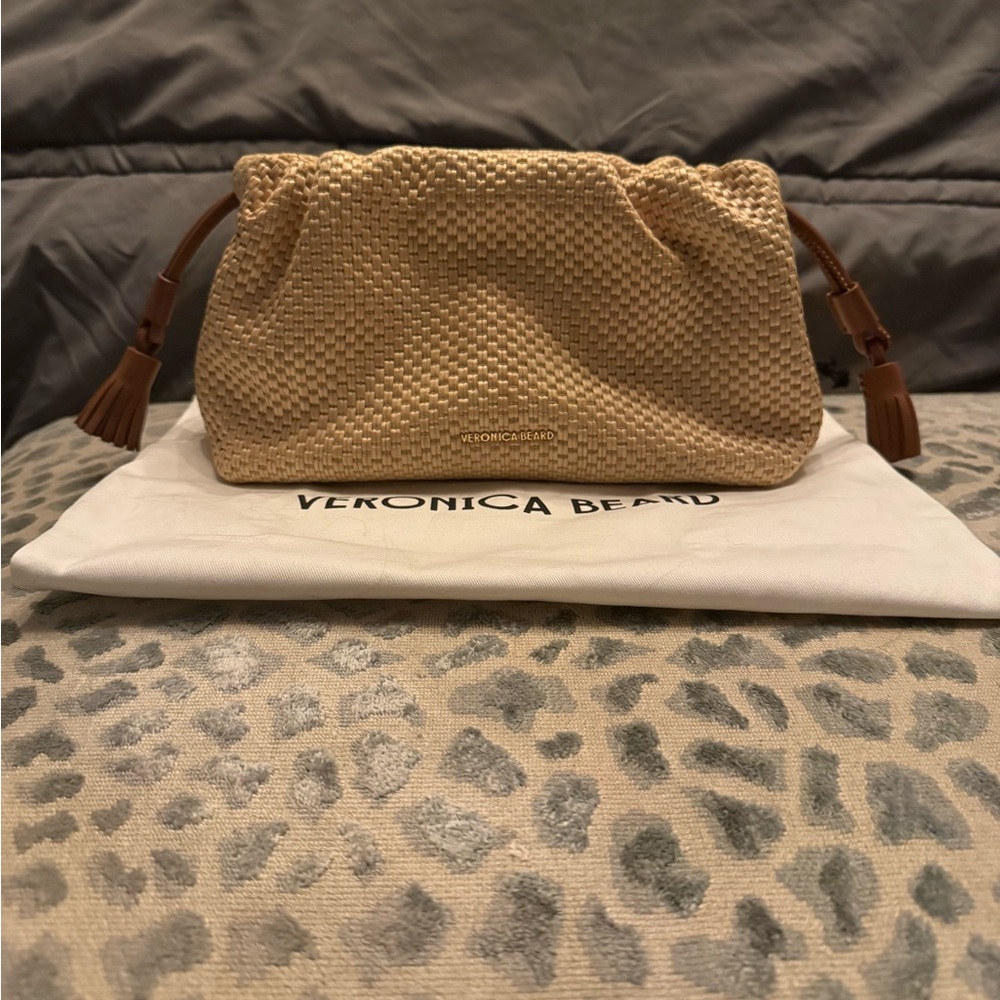 NWT Veronica Beard Small Stash Raffia Clutch